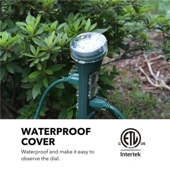 Outdoor Power Strip with Mechanical Timer and 6 Grounded Outlets - 6ft - Picture 5 of 6